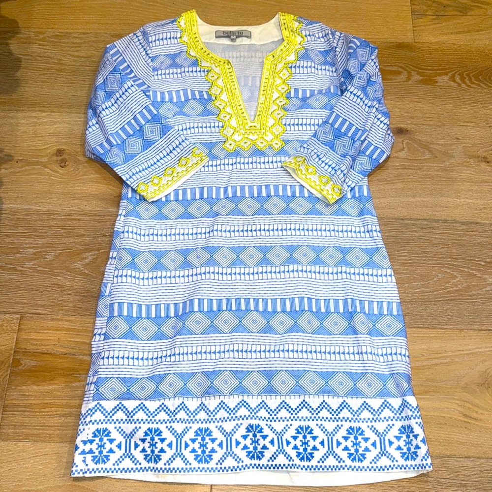 Bella Tu Blue White Yellow Tunic